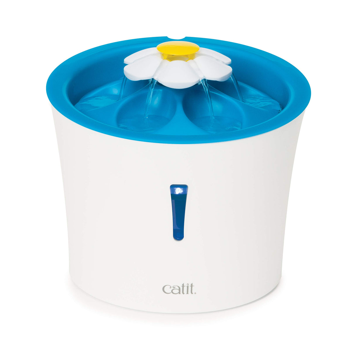 Catit LED Flower Fountain with flower accessory glow and varied drinking options