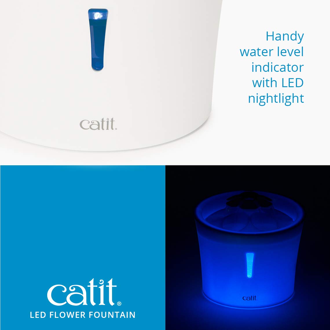 Catit LED Flower Fountain triple action filter for fresher water