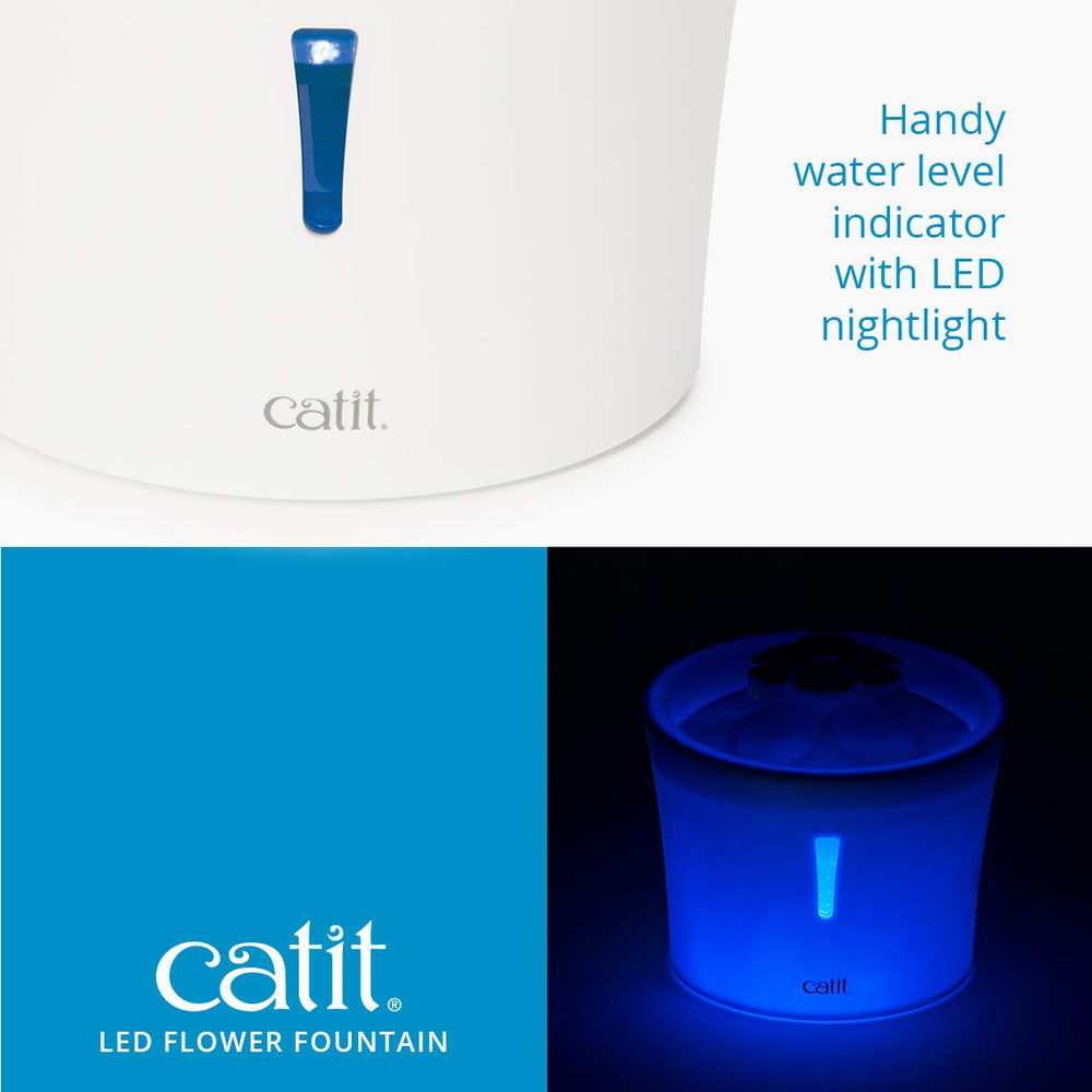 Catit LED Flower Fountain triple action filter for fresher water