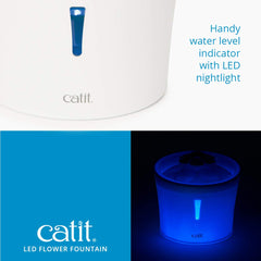 Catit LED Flower Fountain triple action filter for fresher water