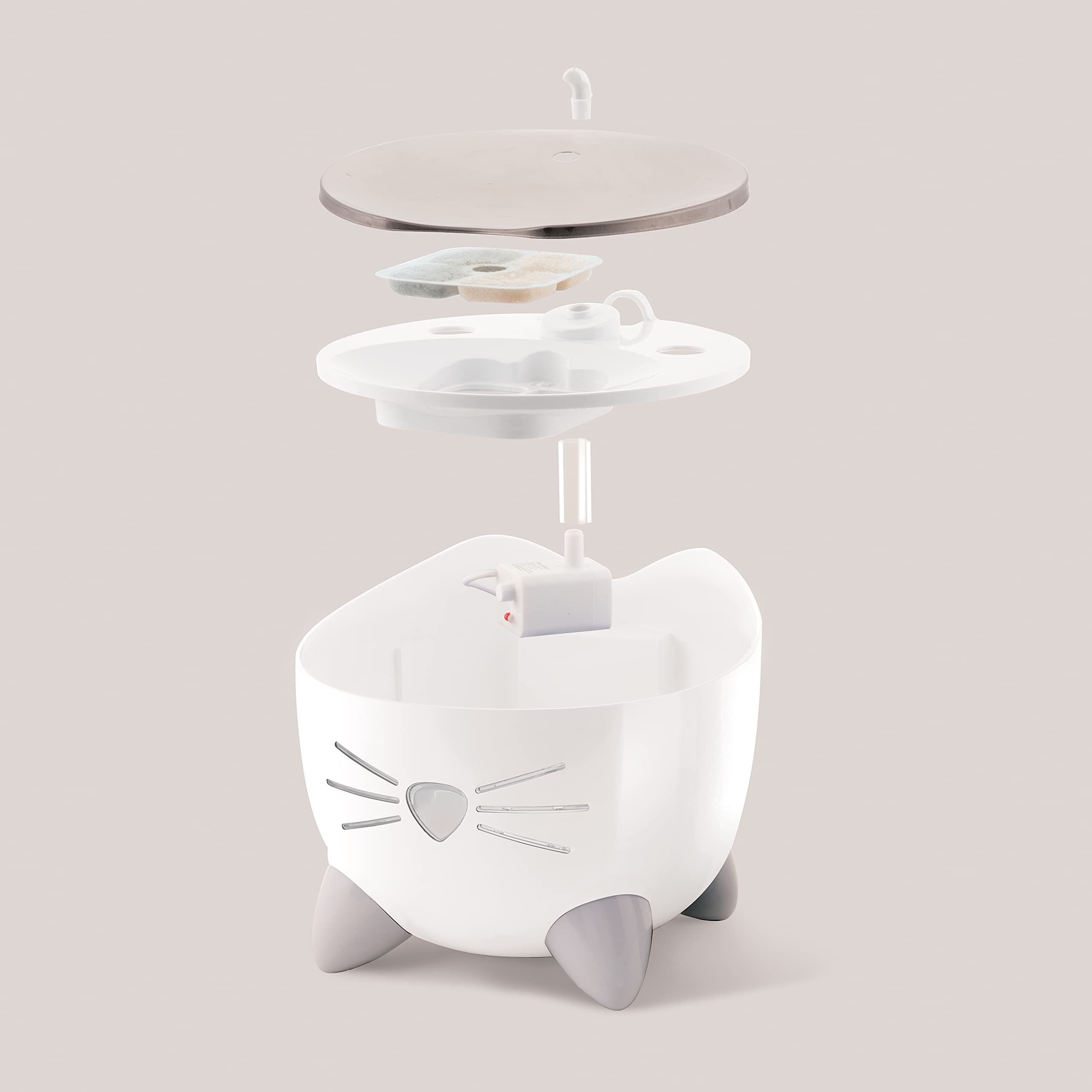 Catit PIXI Fountain bubbling top for a lively surface that attracts cats.