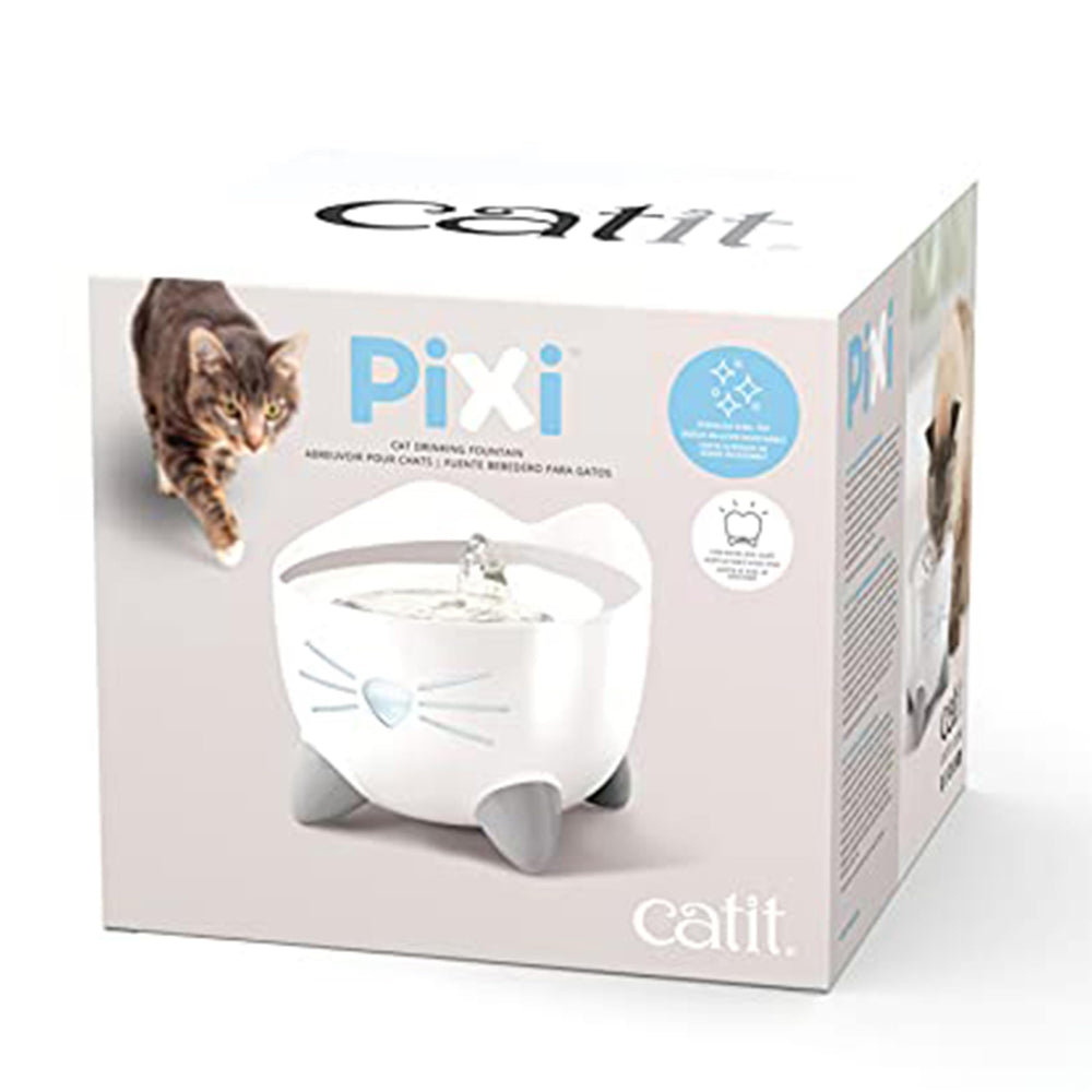Catit PIXI bubbling top feature for playful water energy.