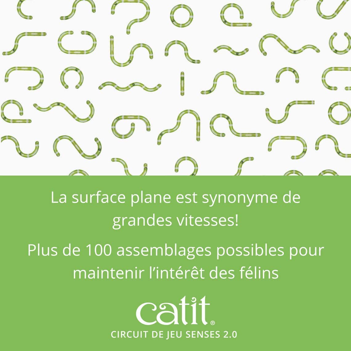 Catit Senses 2.0 Play Circuit curved side-opening piece offers alternate paths for hunting play.