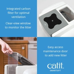 Catit Smartsift maintenance door close-up for simple litter replenishment.