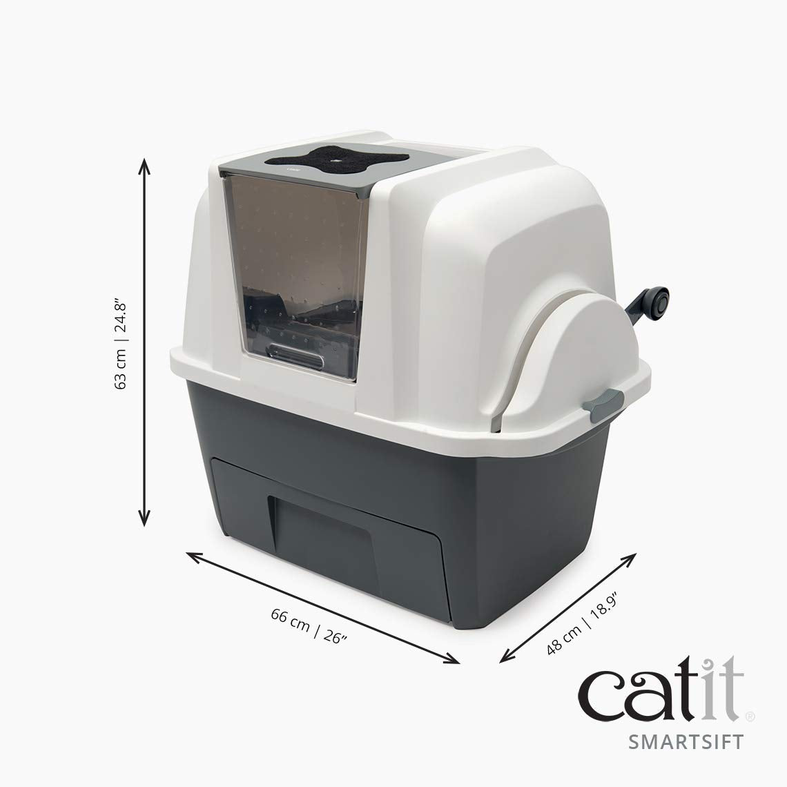 Catit Smartsift swinging door detail for easy cat entry and exit.