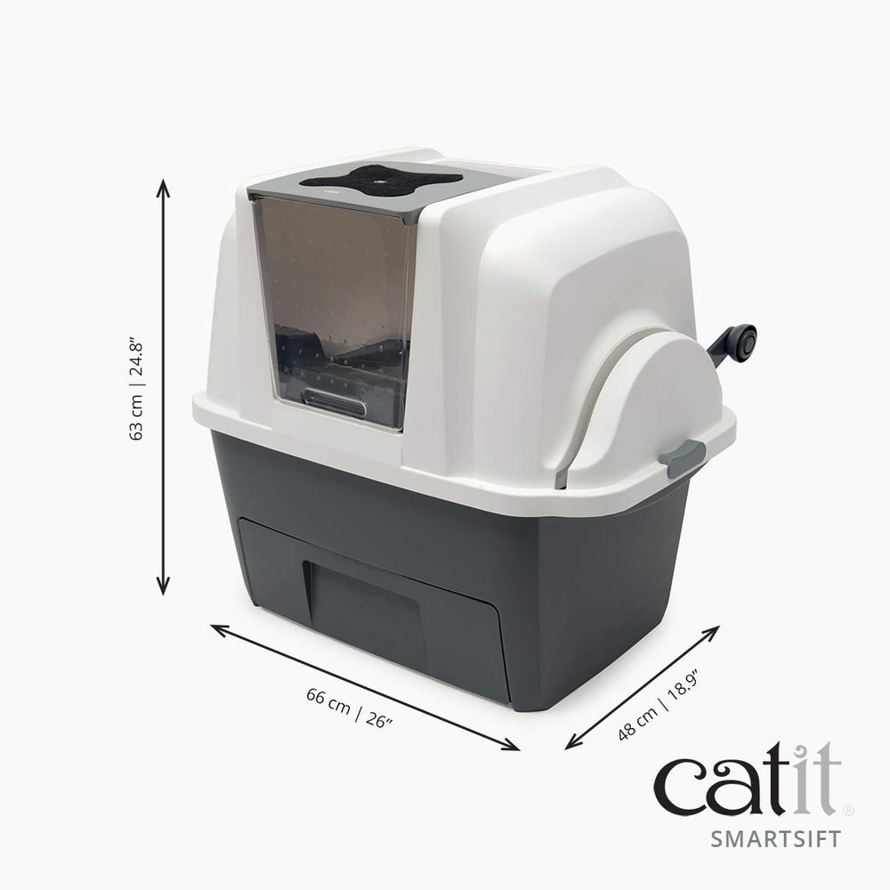 Catit Smartsift swinging door detail for easy cat entry and exit.