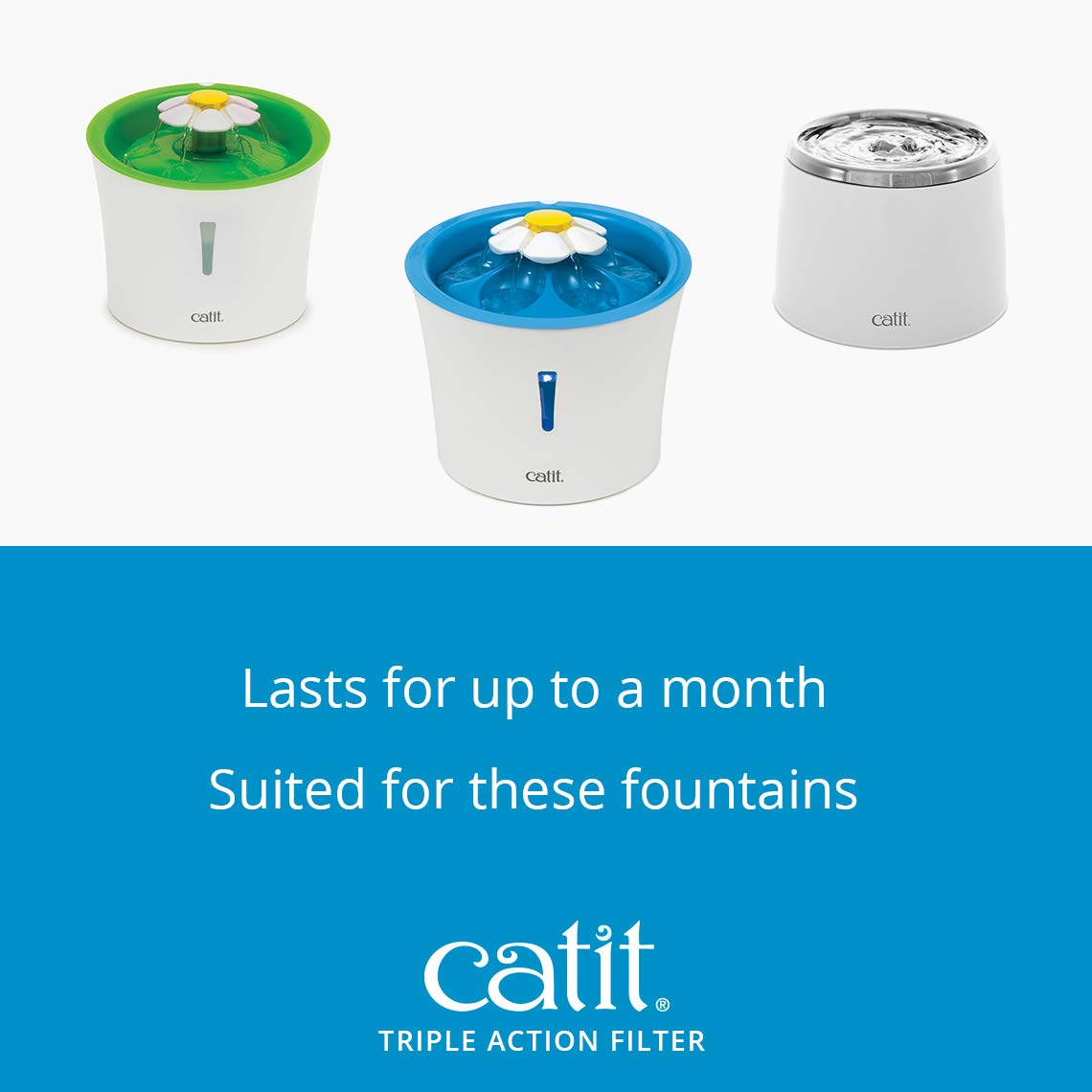 Catit water fountain with filter improves water freshness and hygiene