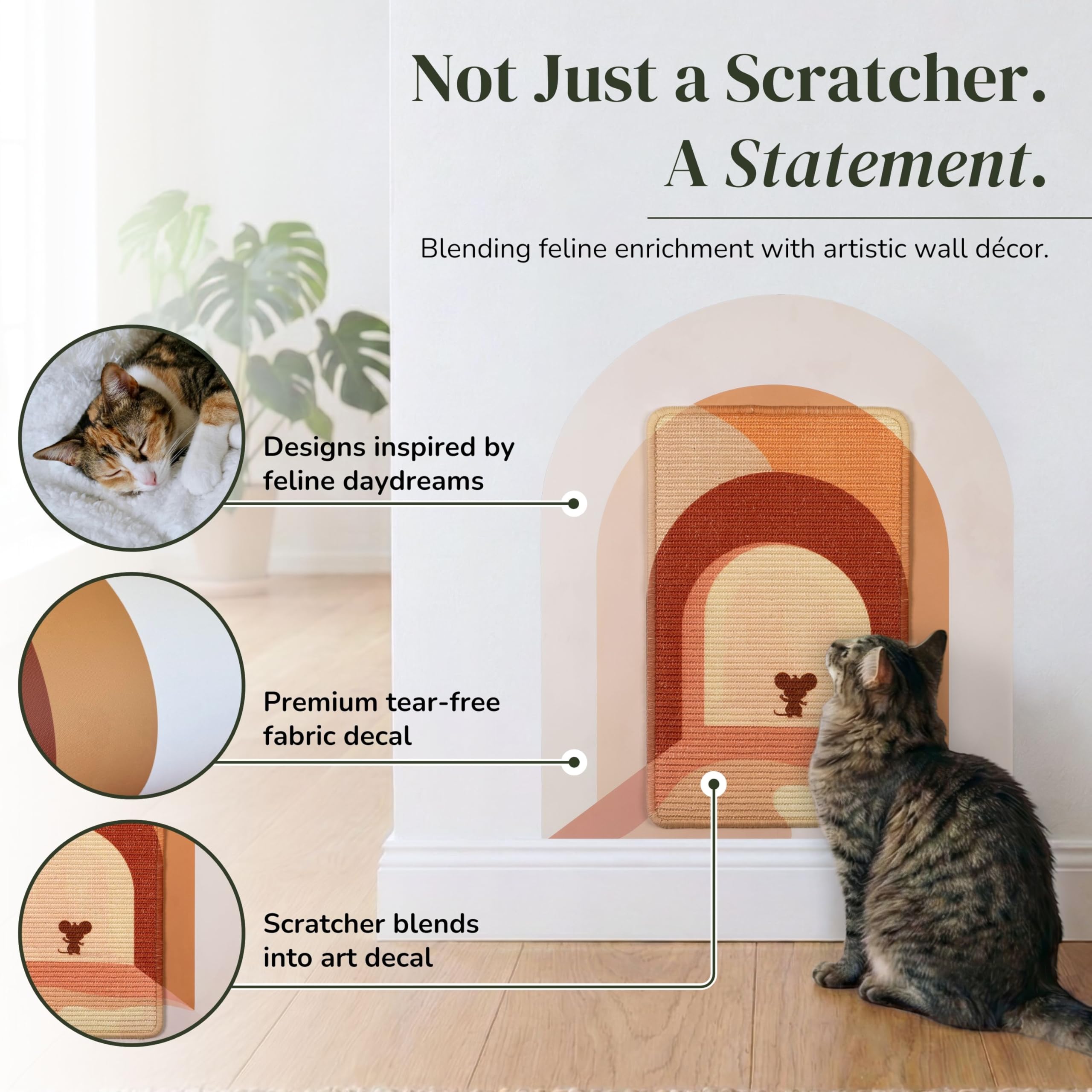 Durable sisal mat withstands vigorous indoor cat scratching.