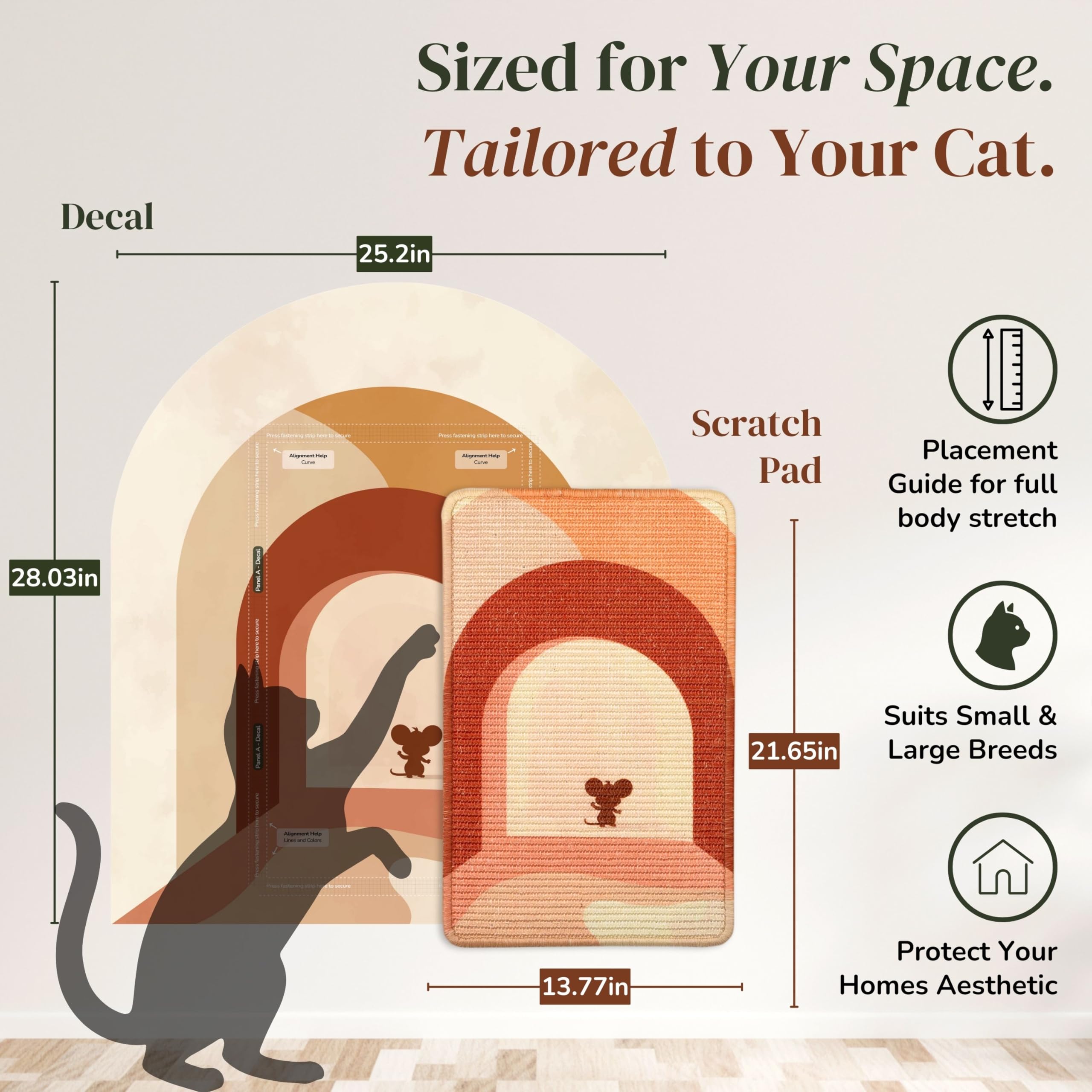 Catopiia large wall scratcher blends with home decor.