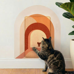 Catopiia Vertical Cat Scratcher on wall with sisal mat protects furniture.