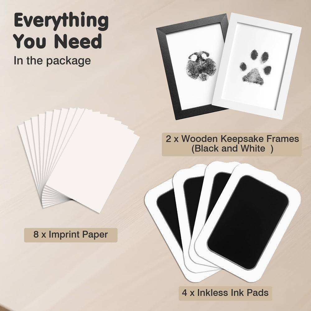 catose inkless paw print kit two wooden frames ready for display