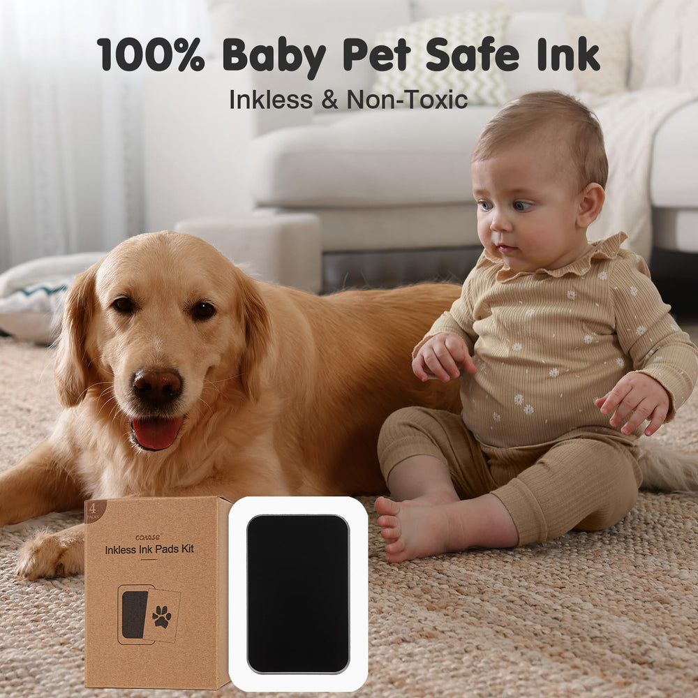 Catose inkless paw print kit wooden frame to display prints.