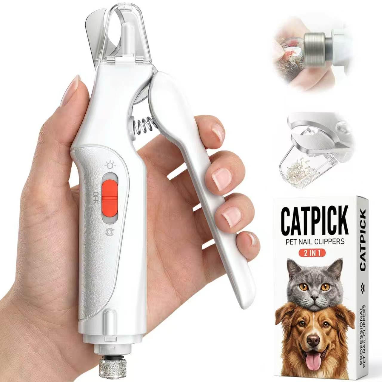 CATPICK 2-in-1 nail clipper with precision trimming for cats and dogs.