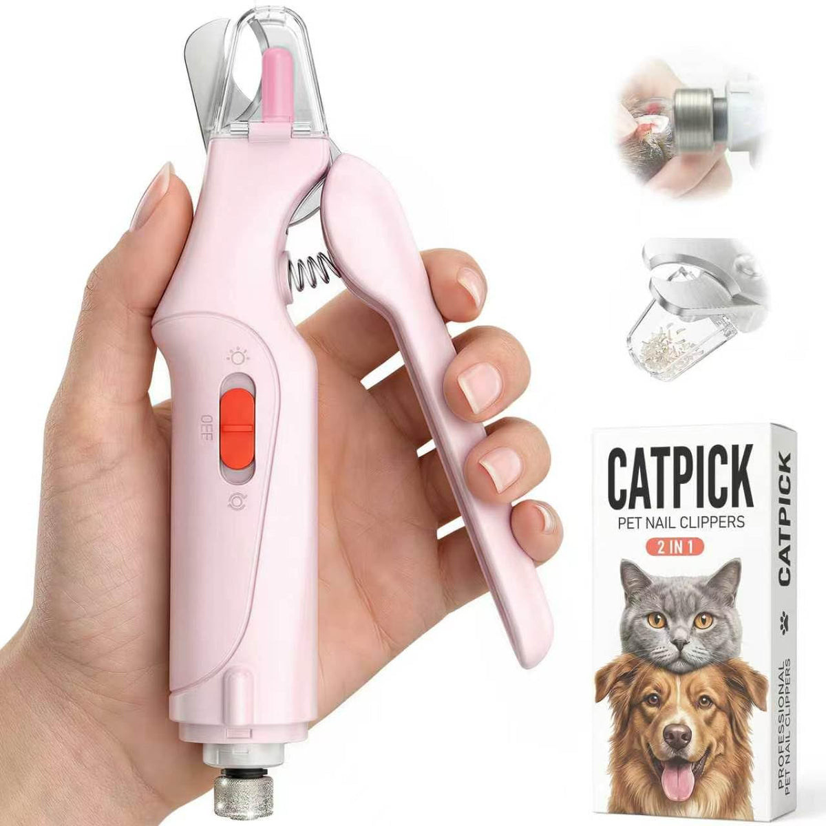 CATPICK 2-in-1 nail clippers and grinder for dogs and cats, precise trimming