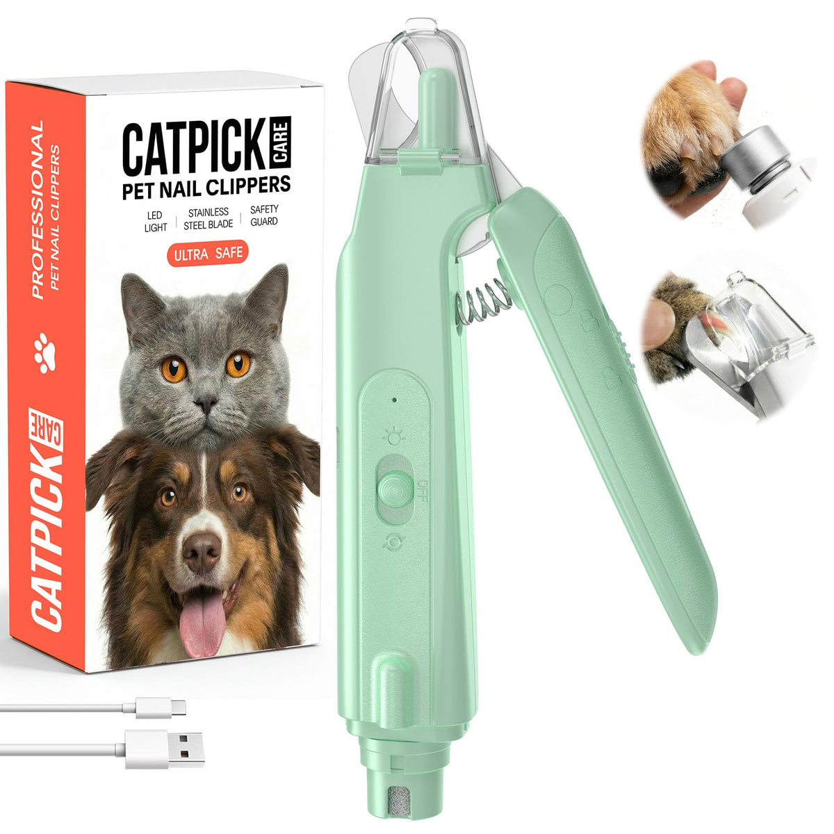 Catpick care 2-in-1 nail clipper with LED light for safer at-home trimming