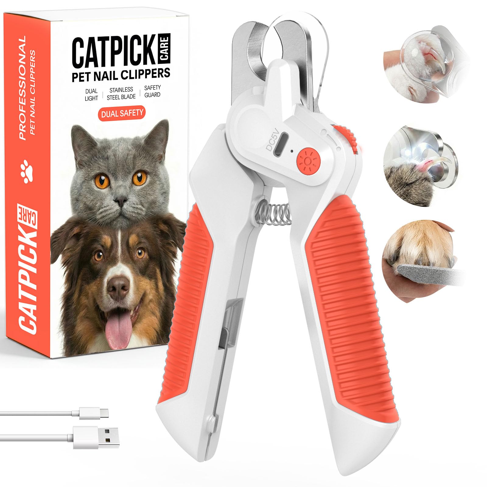 Catpick care nail clippers with LED light for clearer at-home trimming