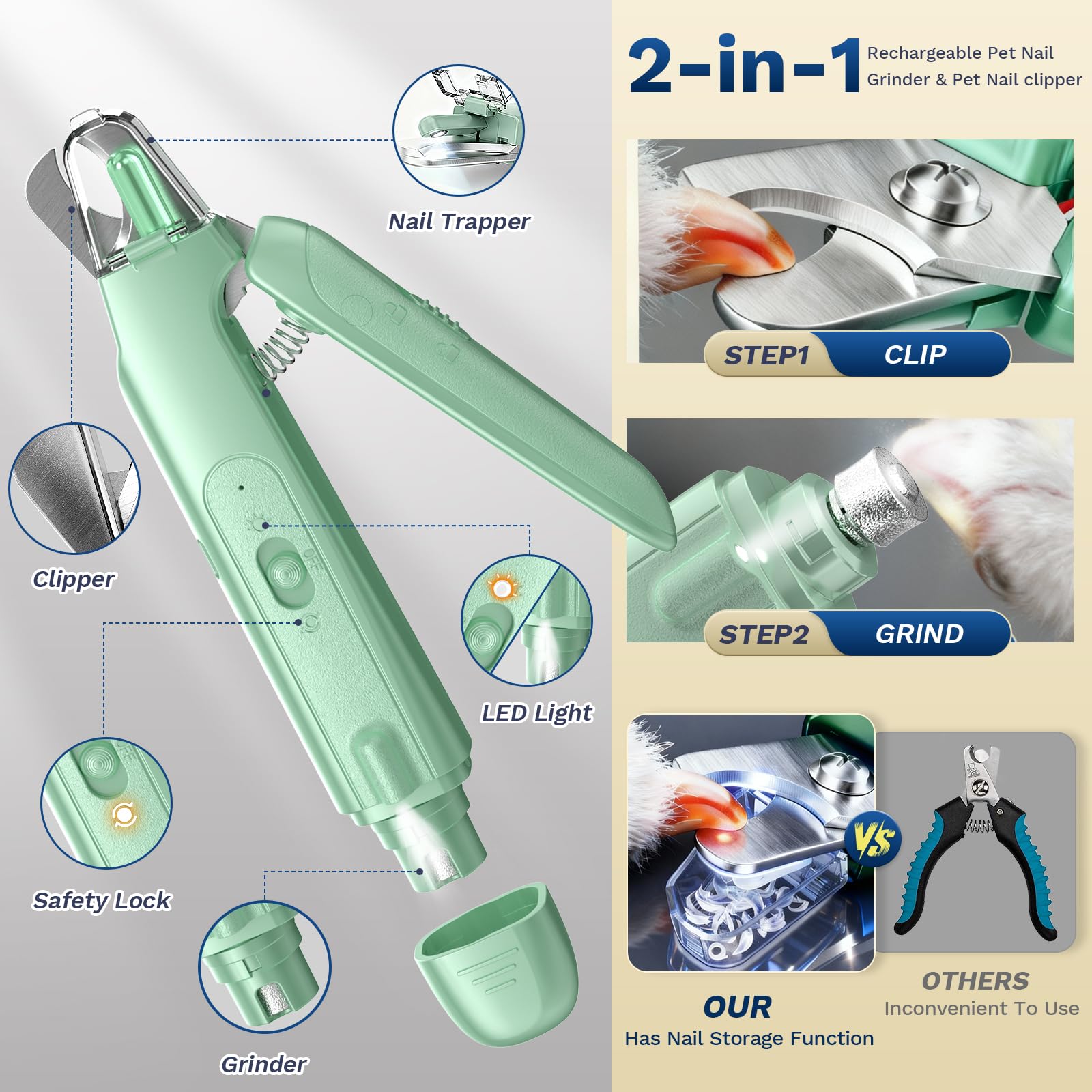Catpick care nail grinder finish gently smooths nails to prevent snags