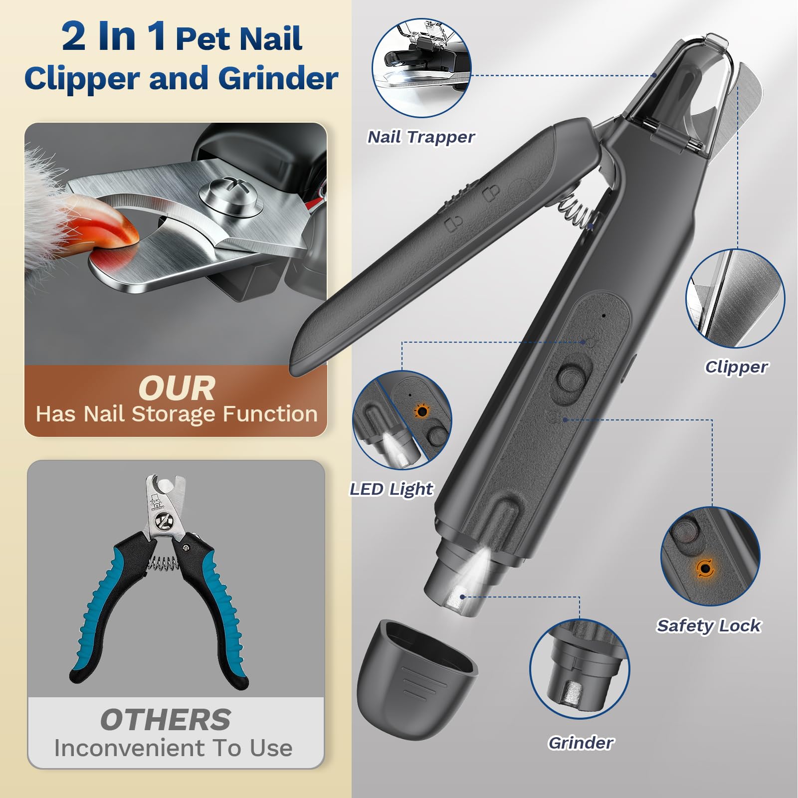 Catpick Care USB-C recharge port for convenient power on the go
