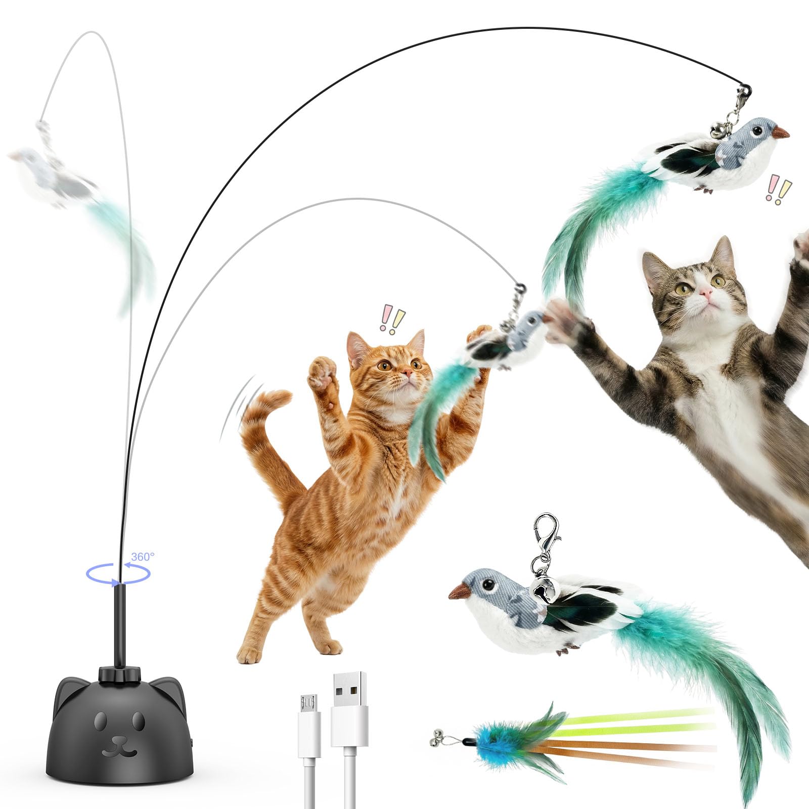 CatPick interactive toy with flying bird in action for active indoor play