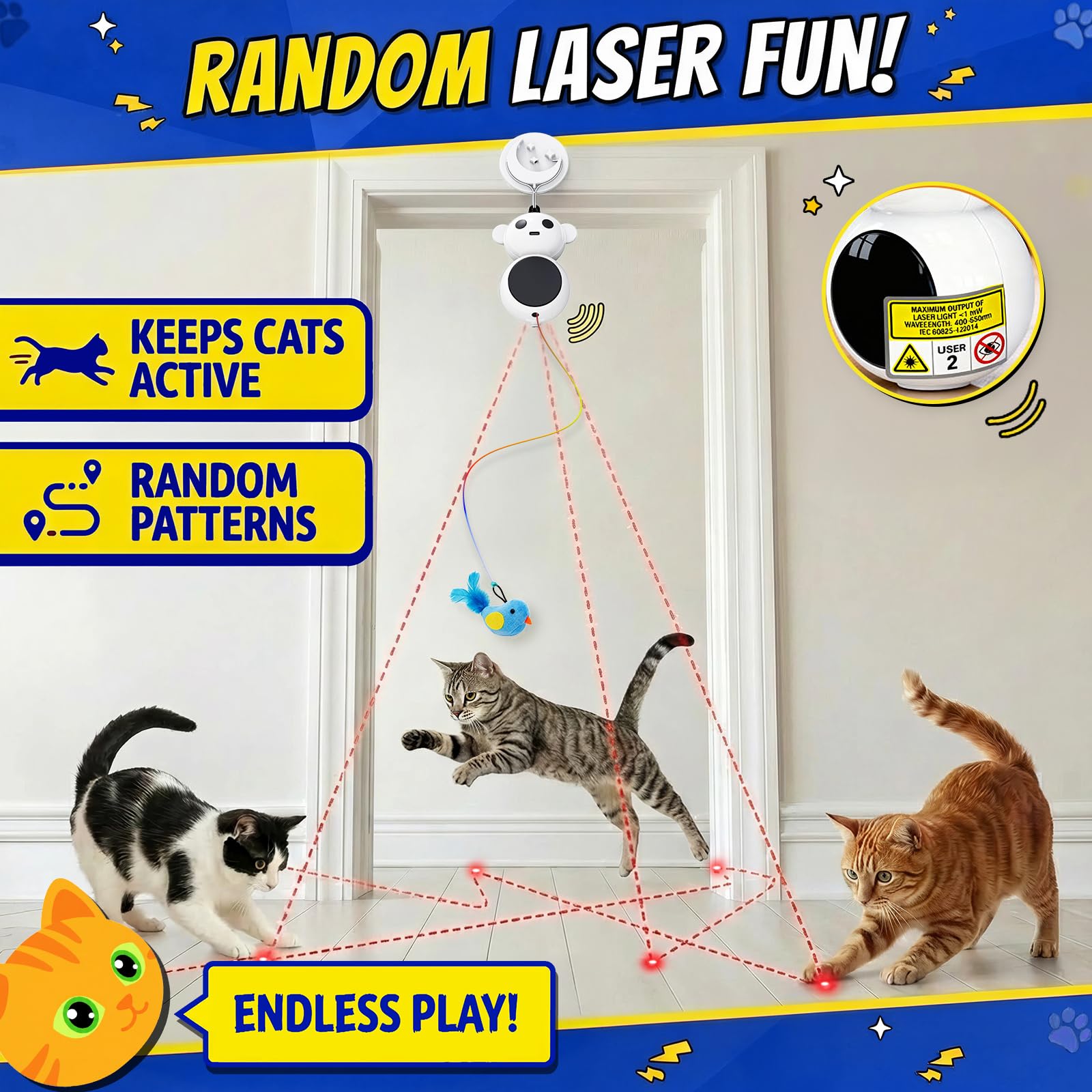 Catpick Interactive Toy door-hang-setup creates a vertical play space