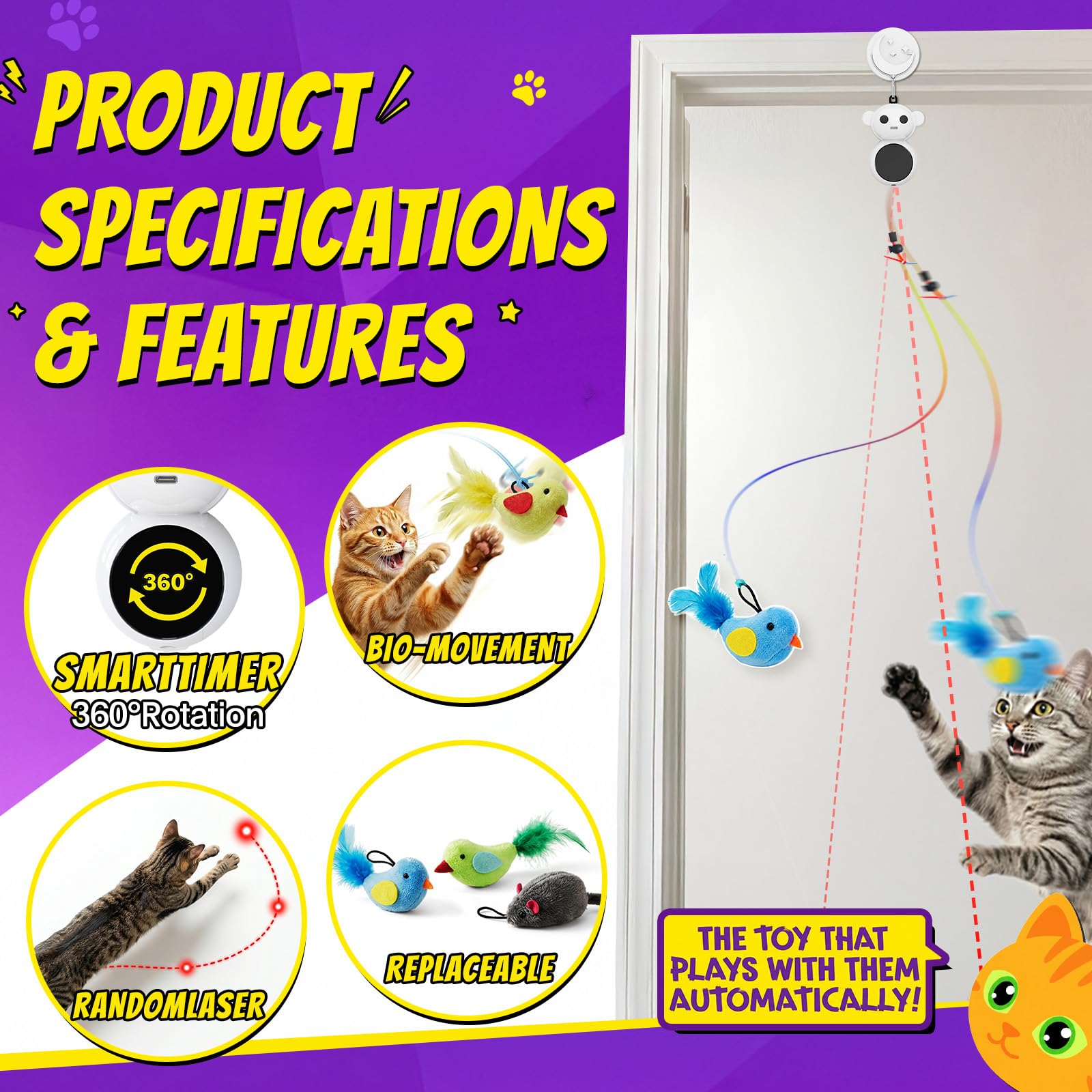 Catpick Joy adjustable-motion speeds tailor play to each cat’s energy level.