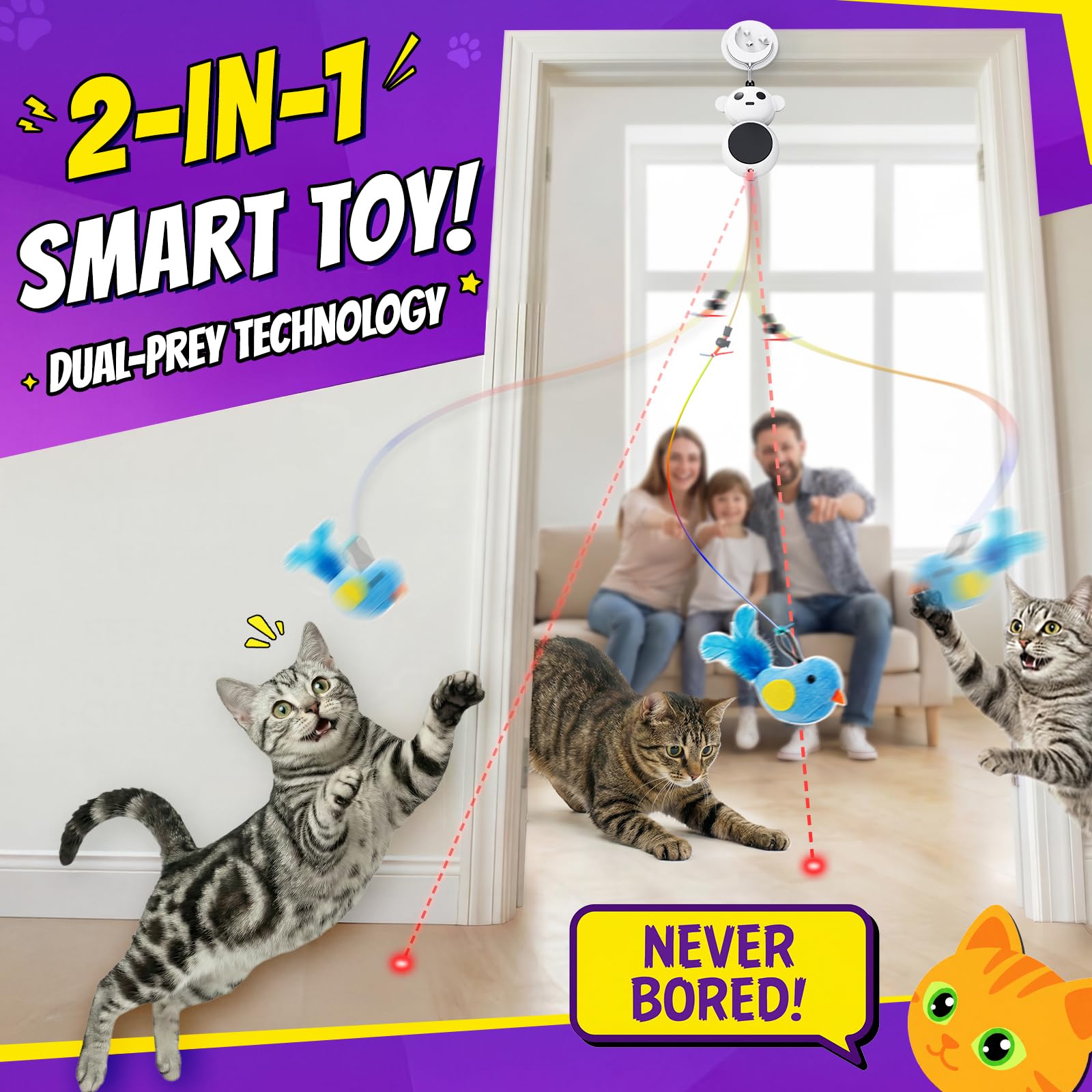 Catpick Joy door-mount installation keeps play safe and space-saving for apartments.