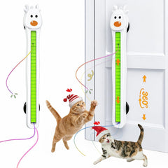Catpick Joy door-mounted toy setup for easy indoor enrichment.