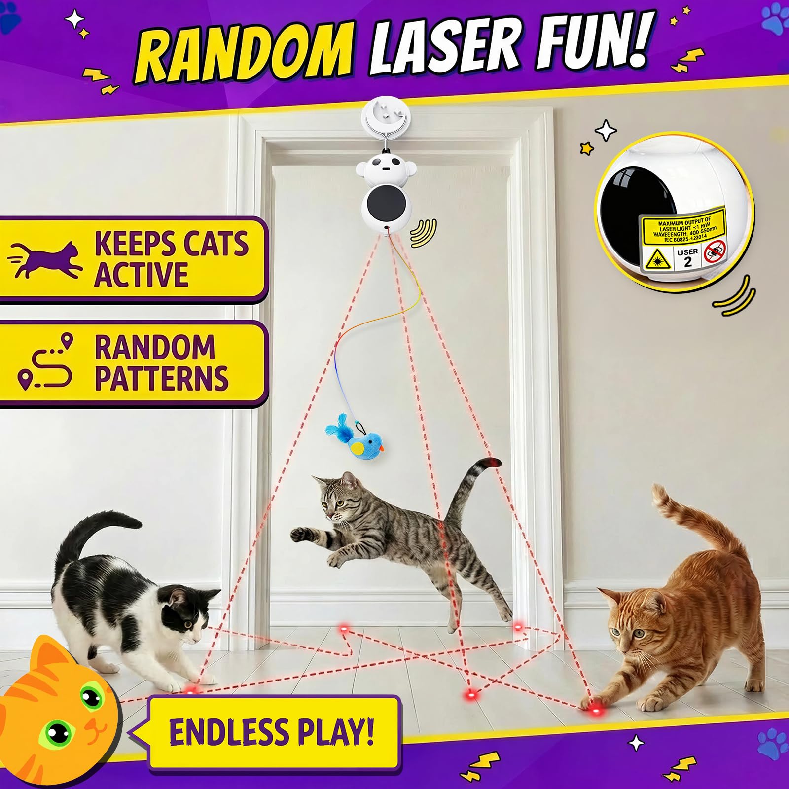Catpick Joy mouse wand attachment adds gentle, lifelike play opportunities.