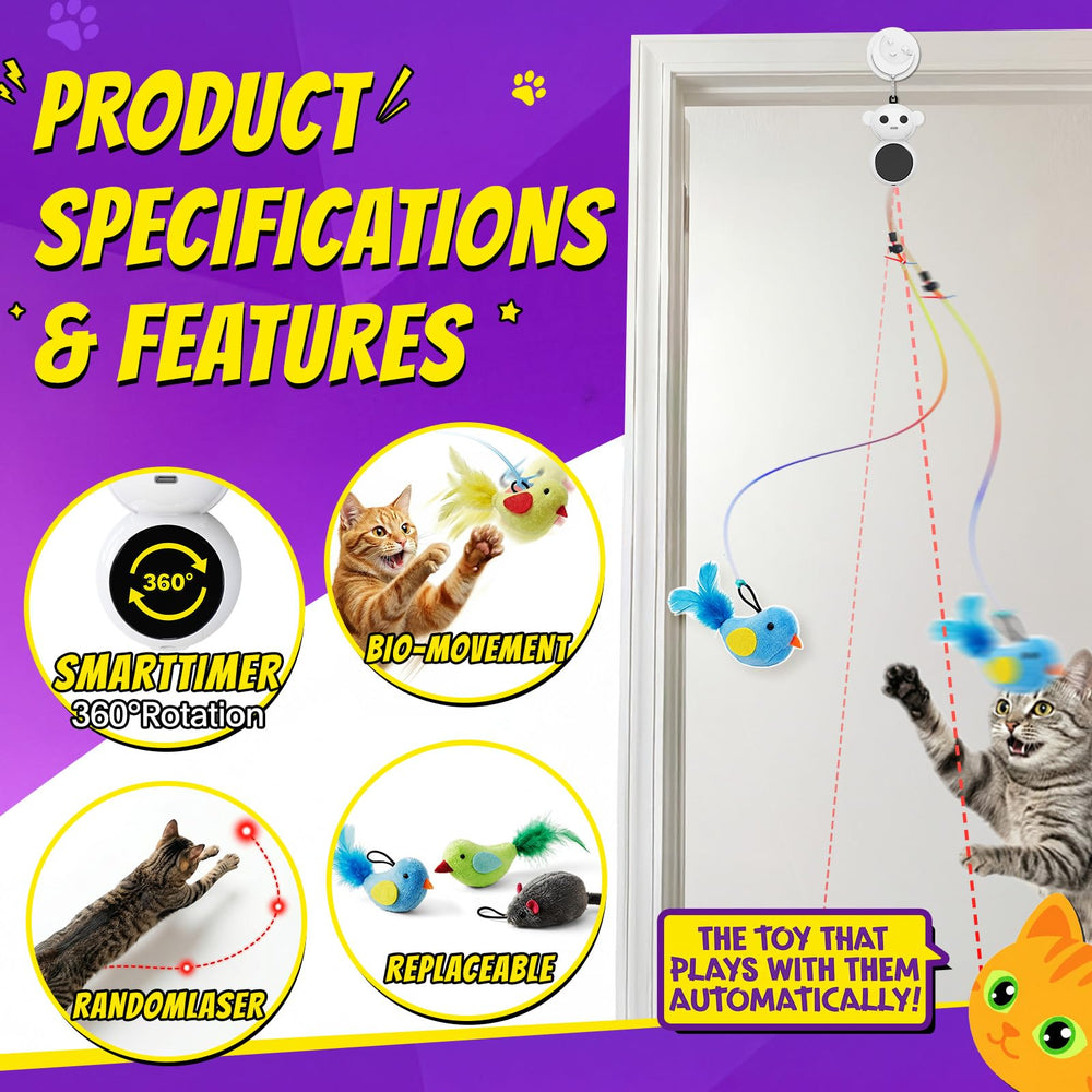 Catpick Joy mouse wand attachment offers lifelike movement to stimulate natural instincts.