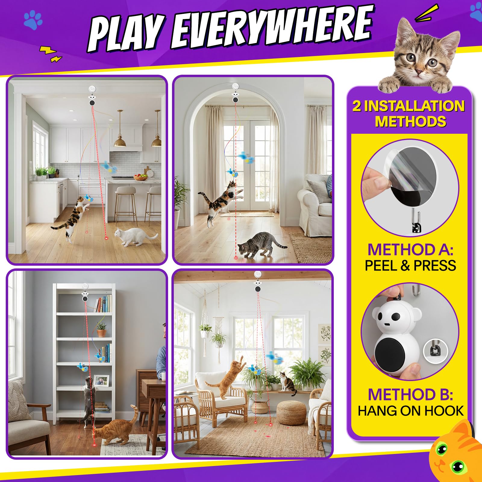 Catpick Joy USB rechargeable toy features auto-pause for energy efficiency.
