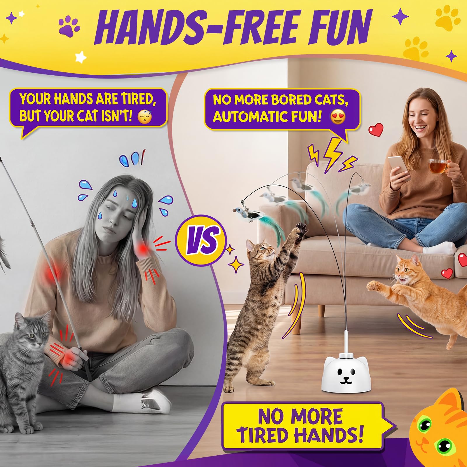Catpick joy USB-rechargeable toy with quiet operation for apartment play