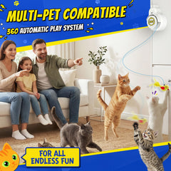 Catpick wand with plush bird and mouse attachments