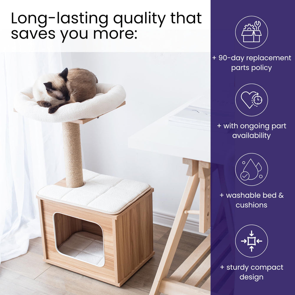 Catry brown finish cat tree designed to blend with home decor.