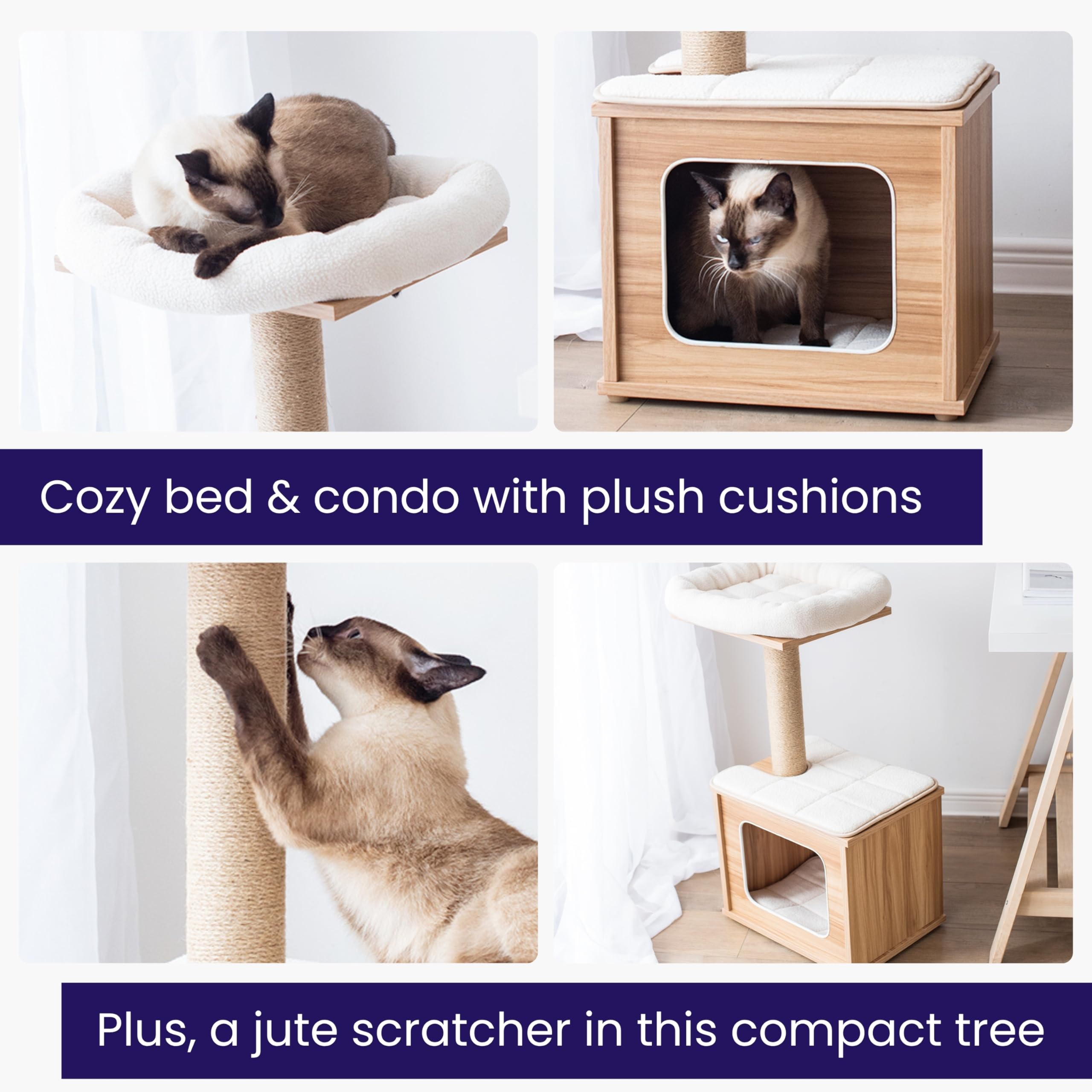 Catry cat tree supports cats up to 20 lbs for small to mid-size cats.