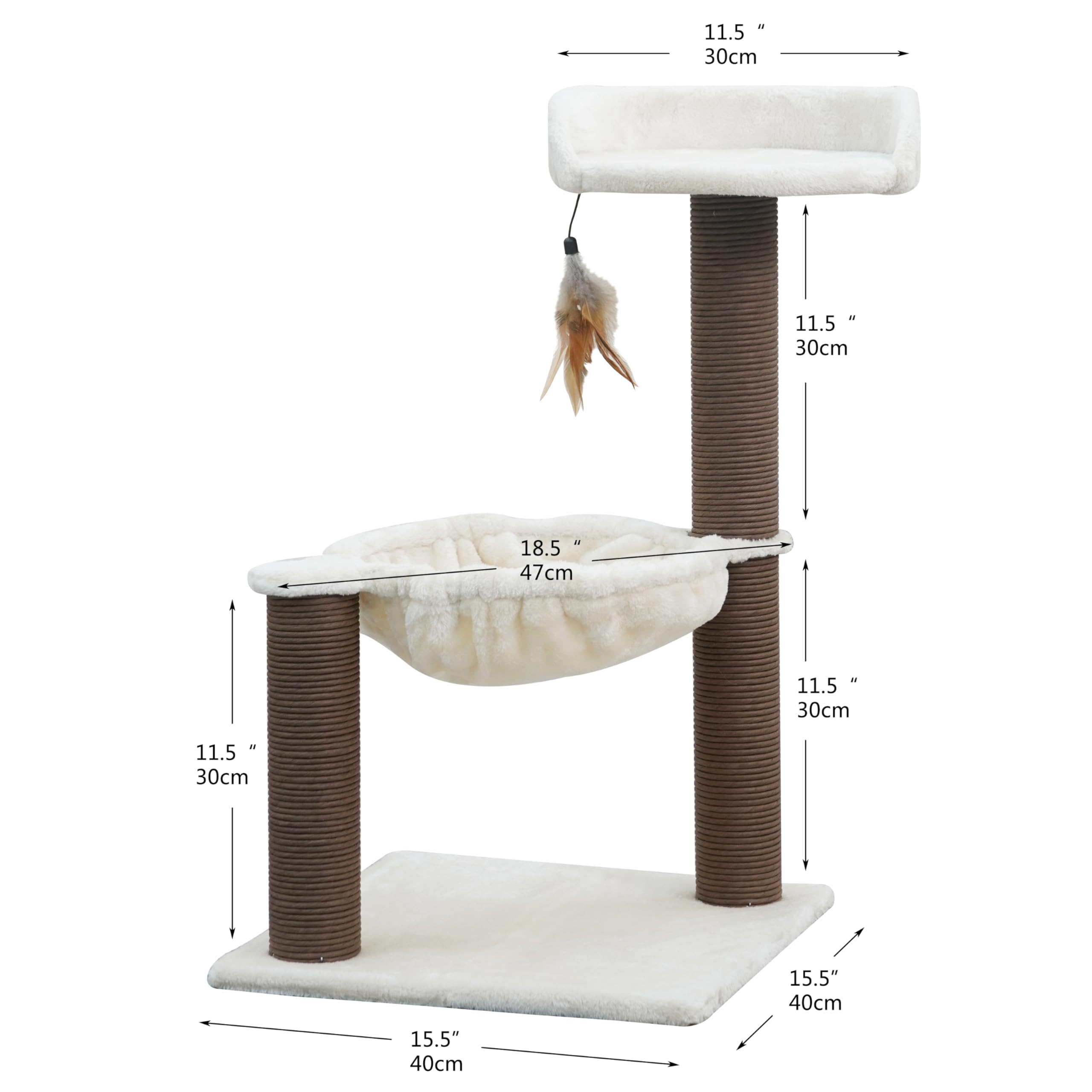 Catry Nirvana kitten tree hammock provides cozy lounging space.