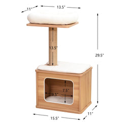 Catry laminated wood cat tree with padded steps for easy climbing.