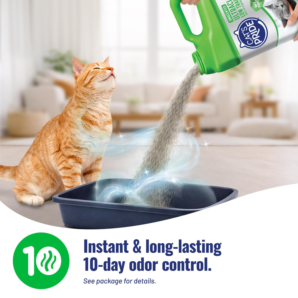 Cat's Pride 99% dust-free formula keeps surfaces cleaner.