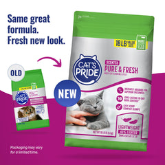 Cat's Pride forty-percent lighter litter for easy pouring and storage.