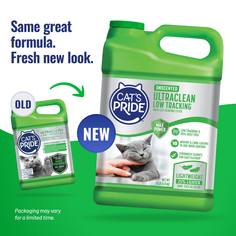 Cat's Pride low-tracking granules prevent tracking onto paws and carpets.