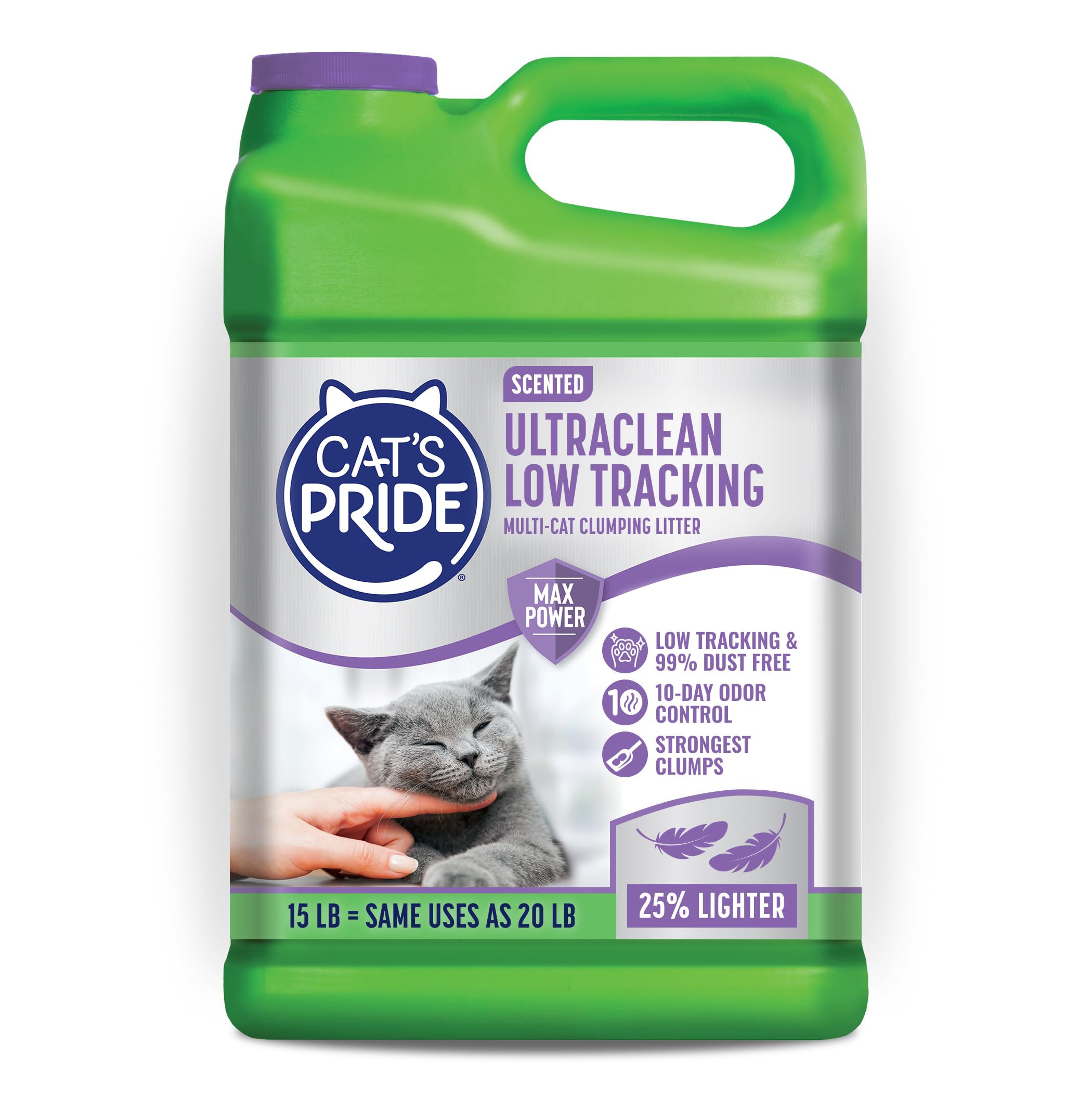 Cat's Pride Max Power Ultraclean Litter bag, 15 lb, for strong odor control.