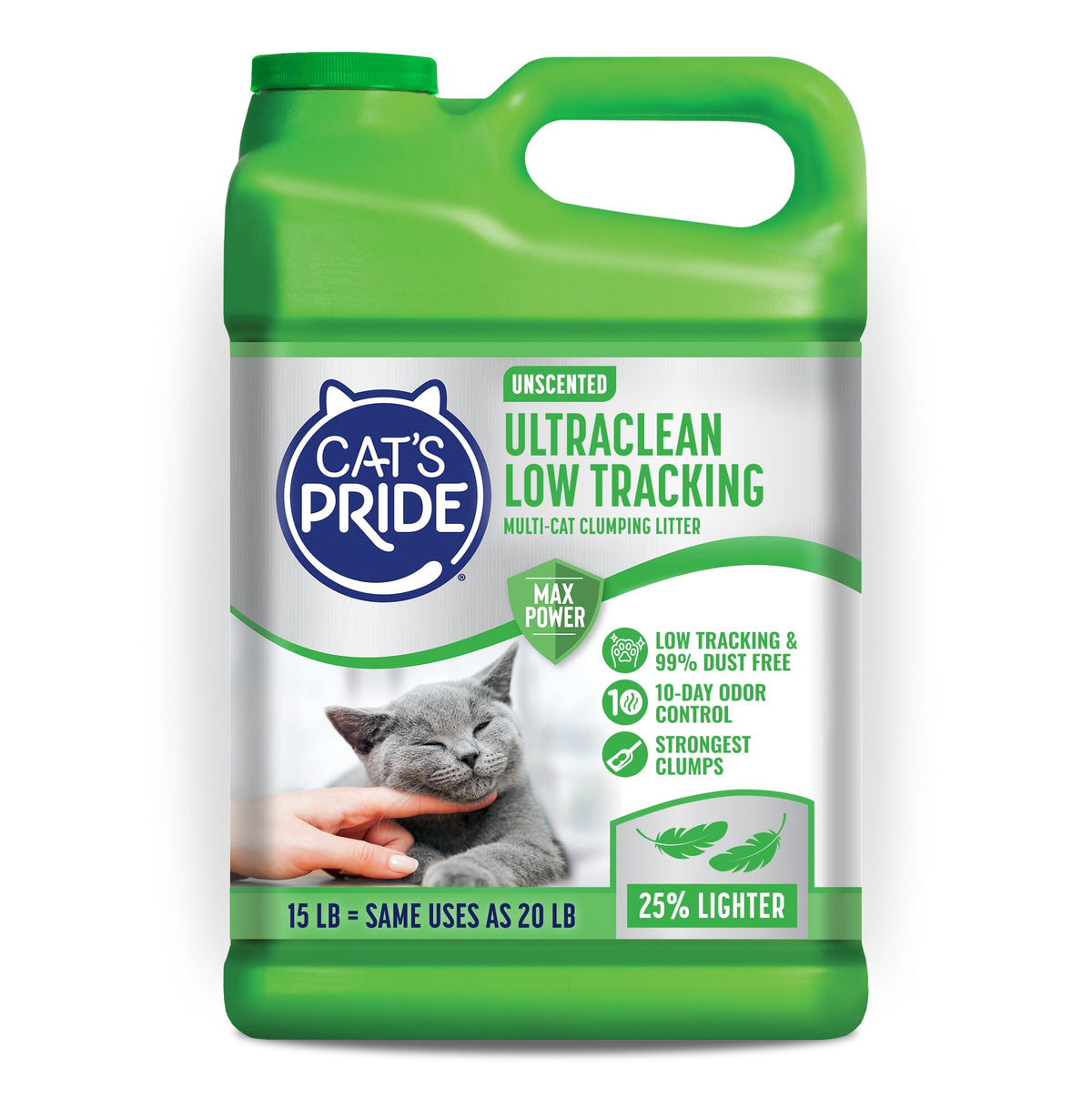 Cat's Pride Ultraclean low-tracking granules keep paws and floors cleaner.