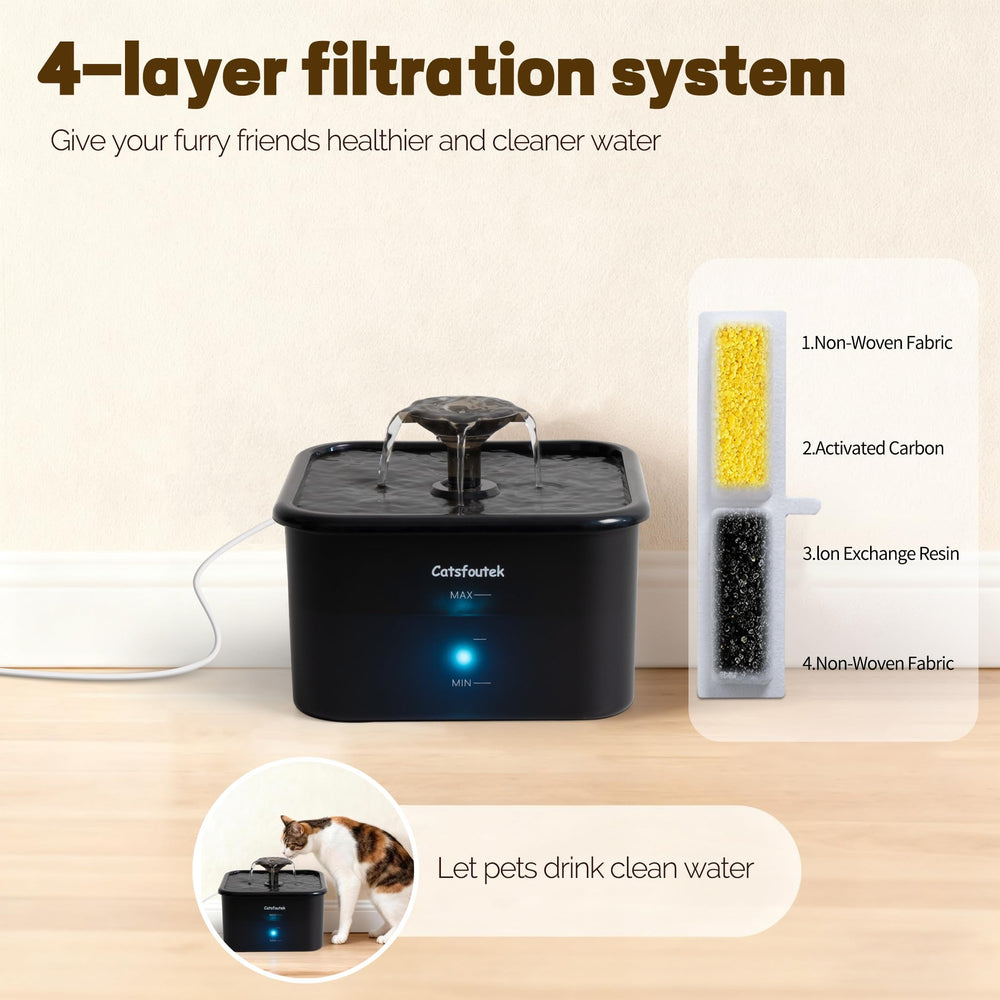 Catsfoutek flowing water design encourages pets to drink more