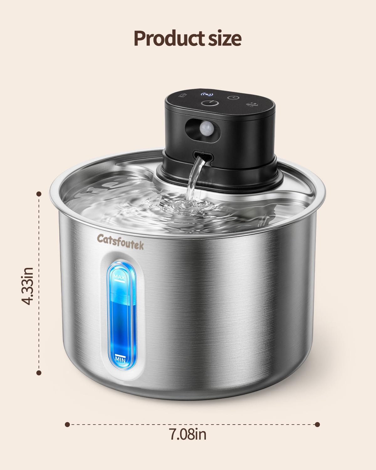Catsfoutek indoor-outdoor friendly fountain keeps pets hydrated anywhere.