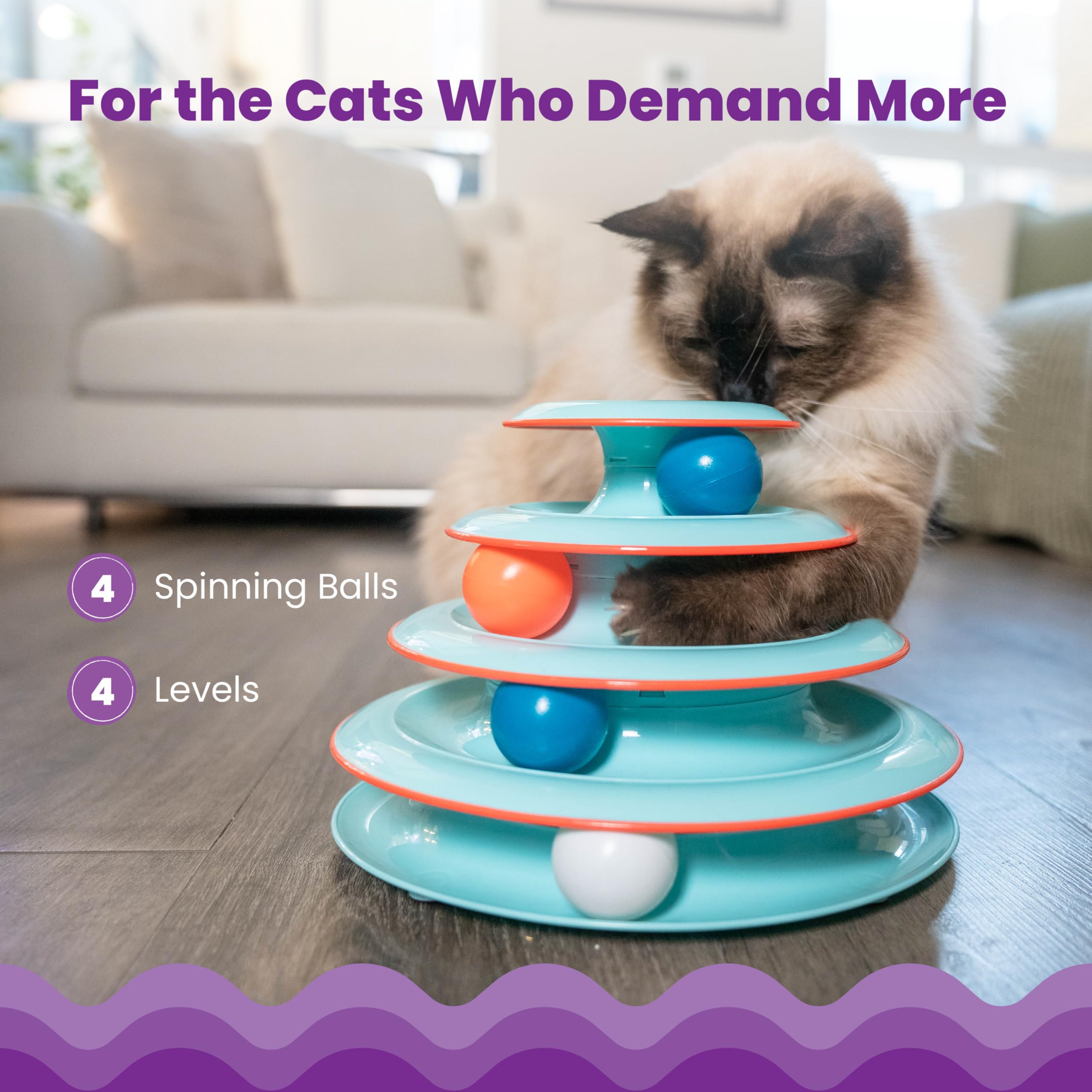 Catstages Chase Meowtain ball-detail top tier demonstrates spinning action