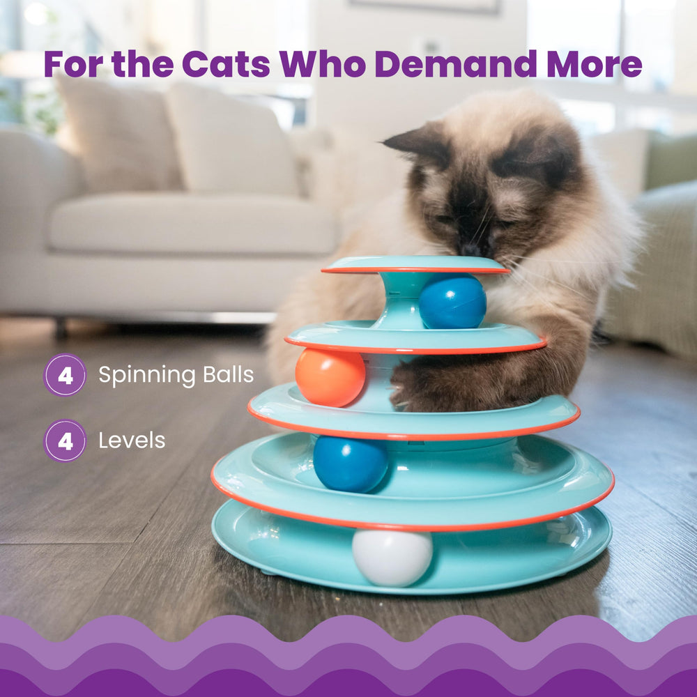 Catstages Chase Meowtain ball-detail top tier demonstrates spinning action