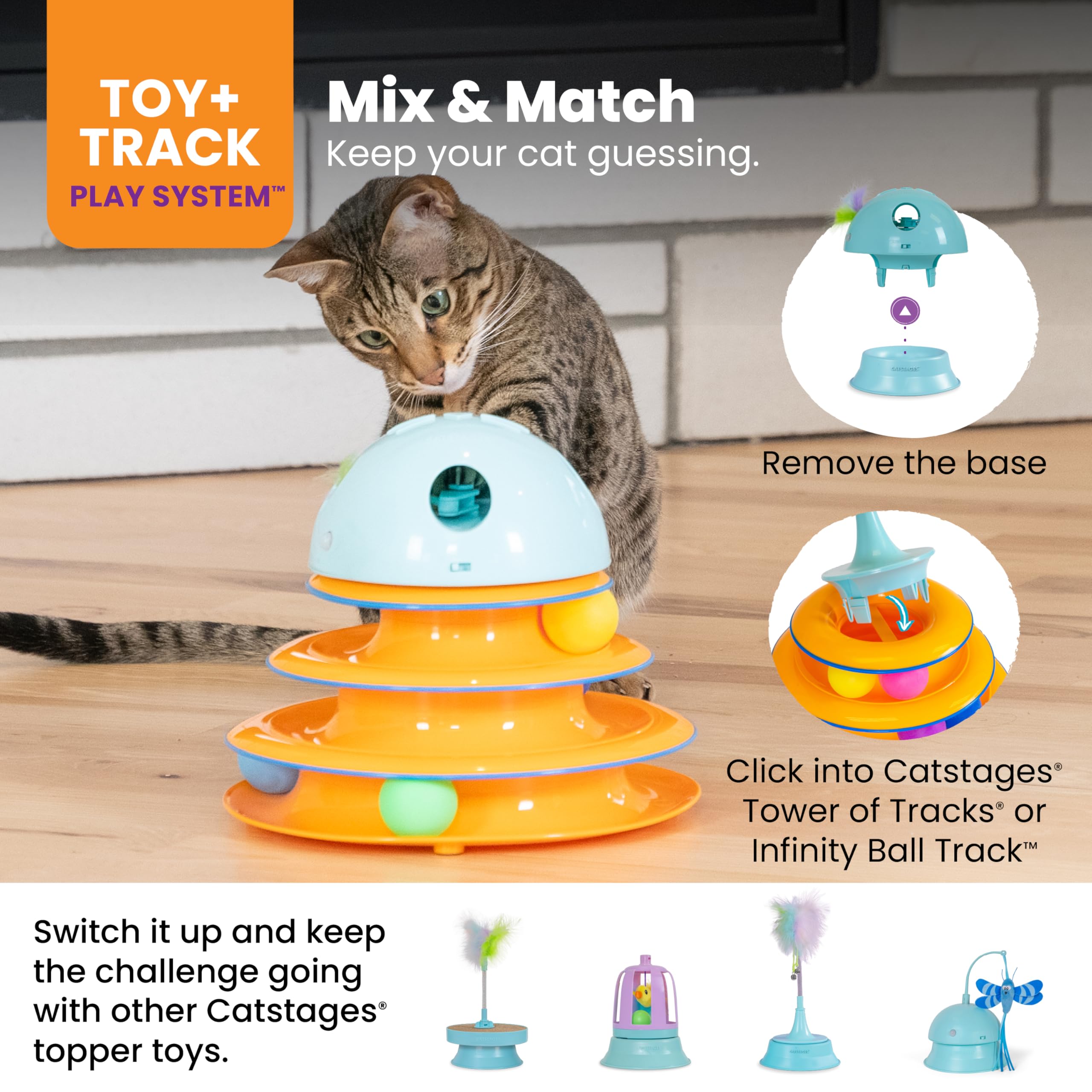 Catstages Dart N' Dash toy slow spin aids patient stalking and prolonged play