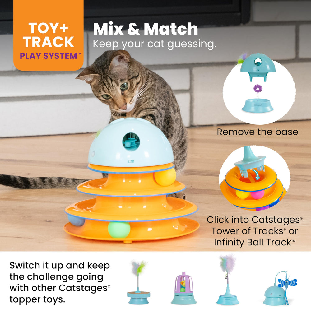 Catstages Dart N' Dash toy slow spin aids patient stalking and prolonged play