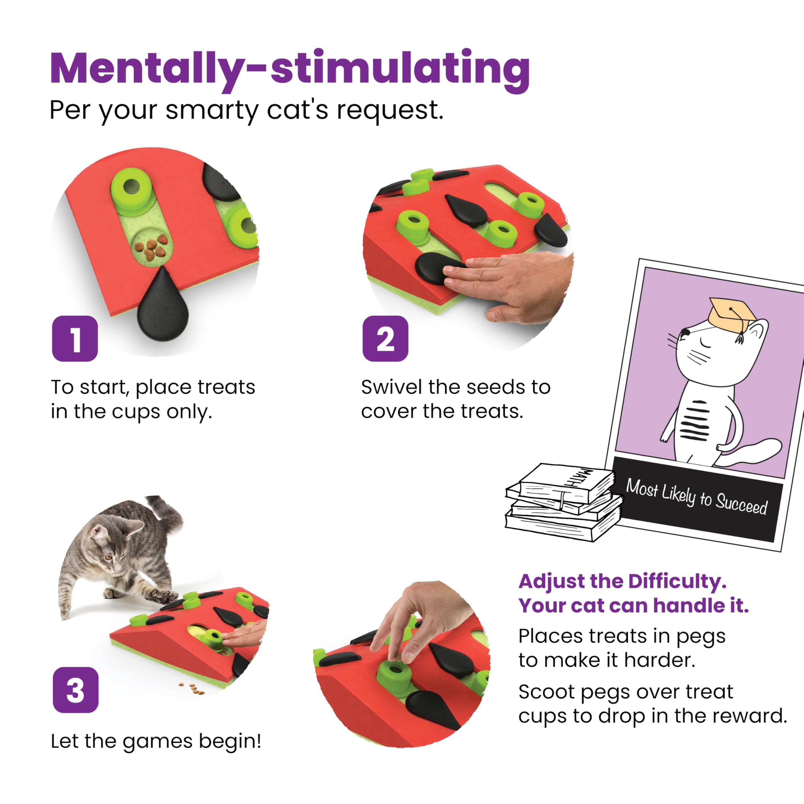 Catstages Melon Madness no removable parts simplifies cleaning after play.