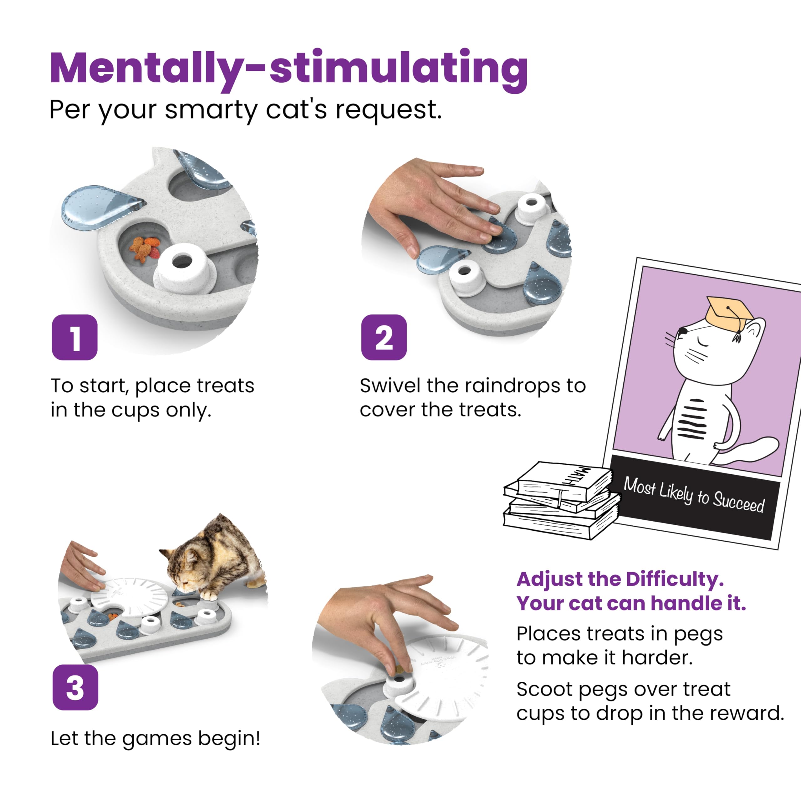 Catstages Nina Ottosson Rainy Day Puzzle is designed for easy cleaning after play.