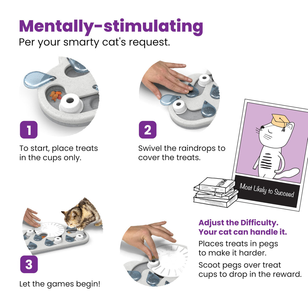 Catstages Nina Ottosson Rainy Day Puzzle is designed for easy cleaning after play.